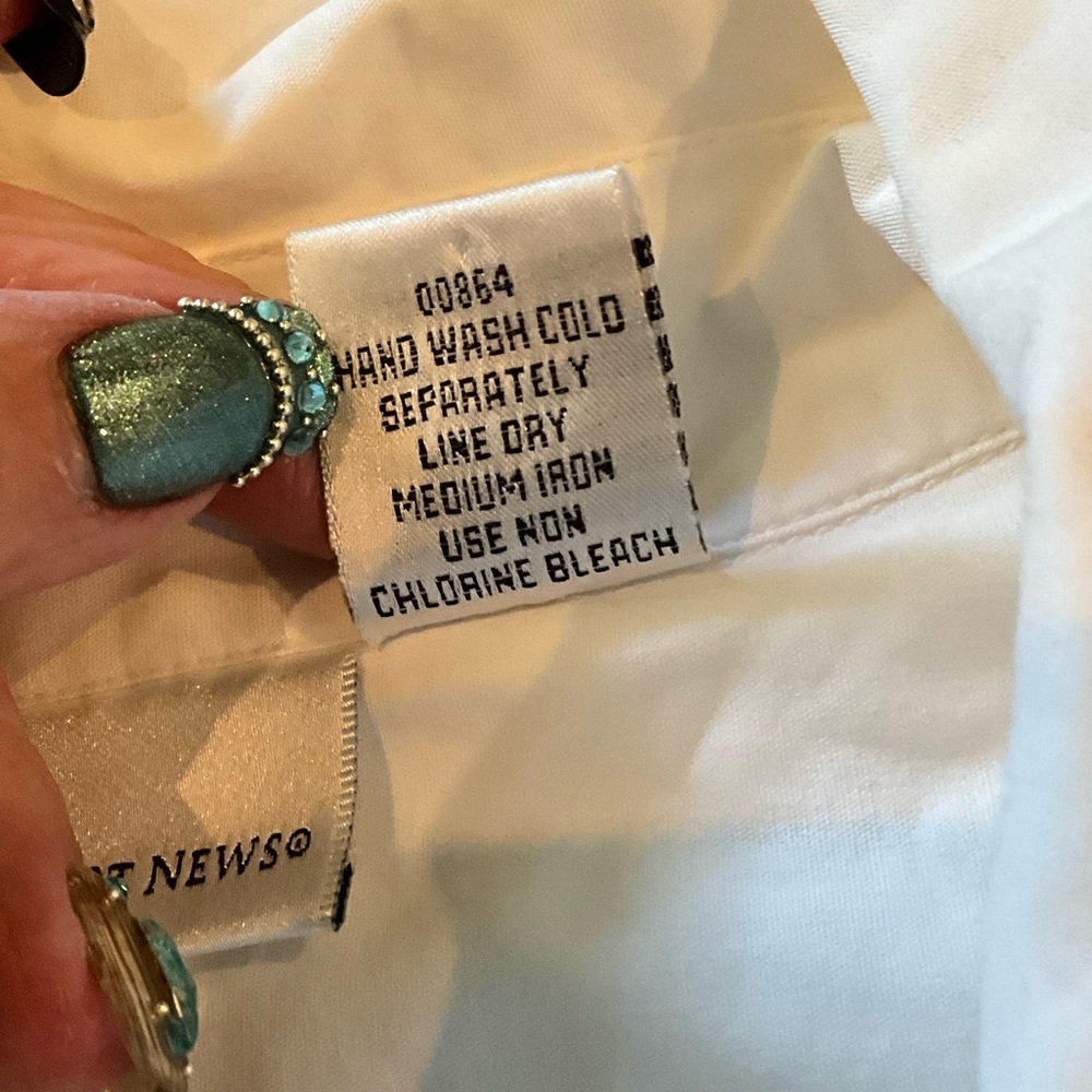 Newport News White Ruffle Cuff Button-Up Blouse - Picture 5 of 5